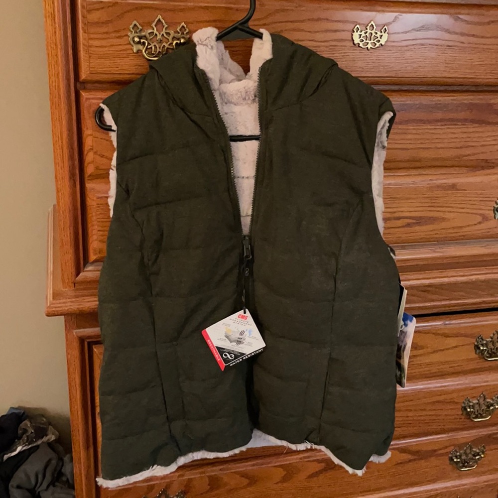 Brand new reversible faux fur vest